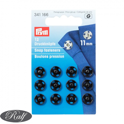 Capse de cusut, 11 mm, negre - Prym 341166